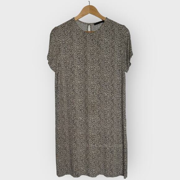 Jenni Kayne Leopard T-Shirt Dress | Medium | Brown Short Sleeve Cottage Coastal - Picture 1 of 10